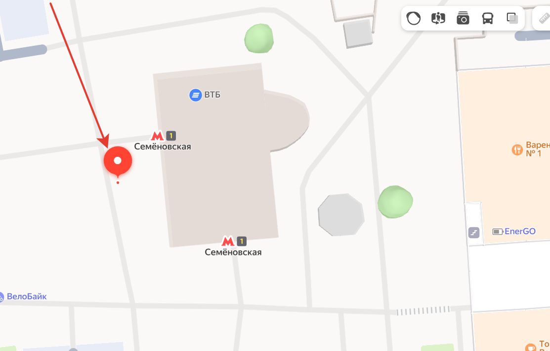 Схема проезда Метро Семеновская